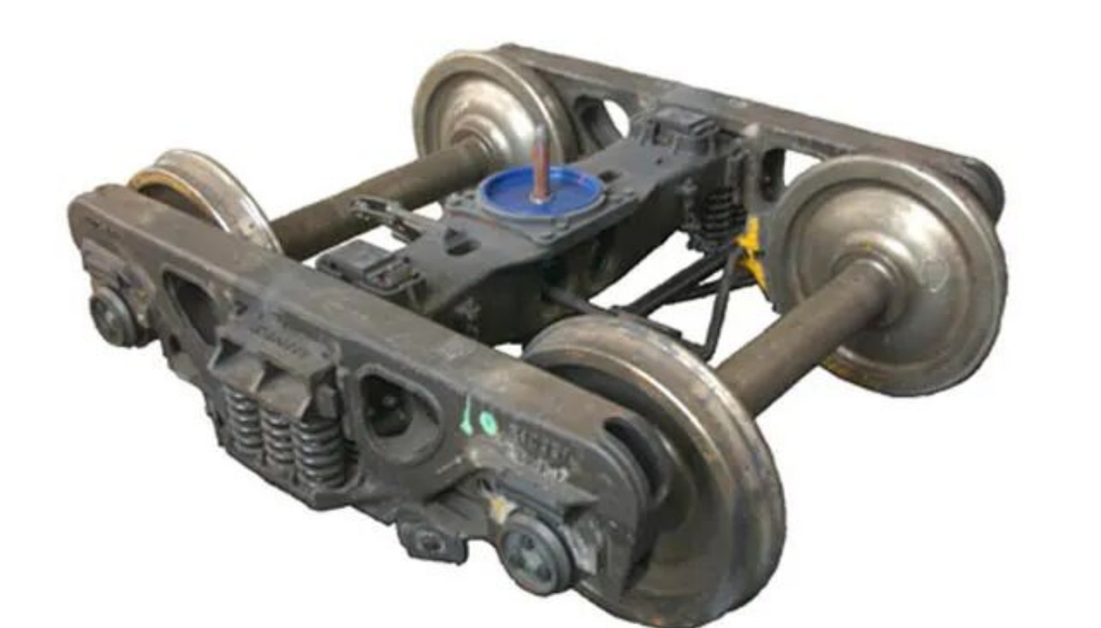 Le bogie se compose d'essieux, de cadres, de suspensions et de freins.